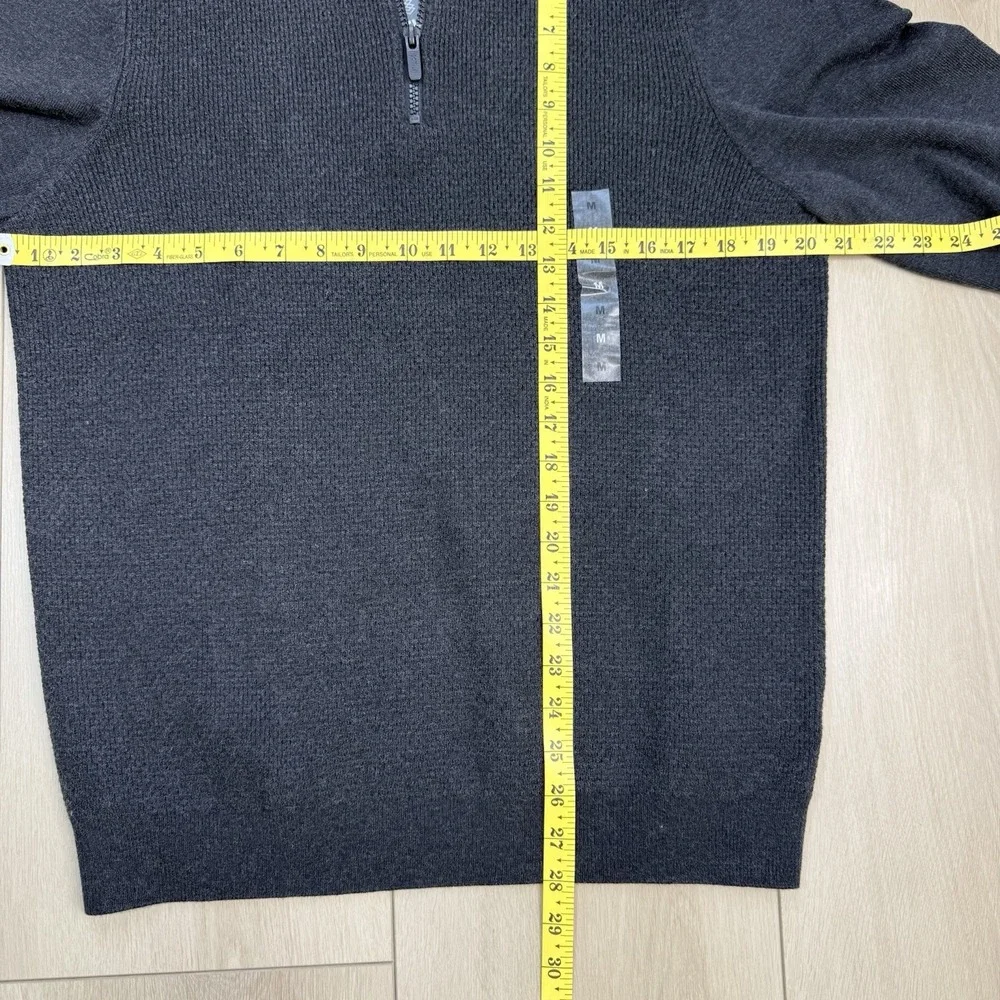 NEW FLX 1/4 Zip Sweater Men's M Charcoal Gray Mock Neck Pullover Knit Bangladesh